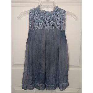 H. Trend Silk And Lace Sleeveless Top Size Small Sheer Flowy Made In Italy